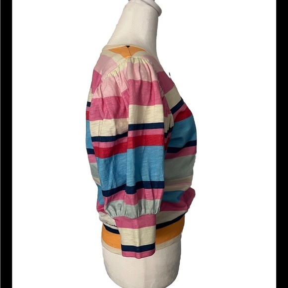 Anthropologie Plenty By Tracy Reese Striped Button Down Pouf Sleeve 100% Cotton - Picture 2 of 6